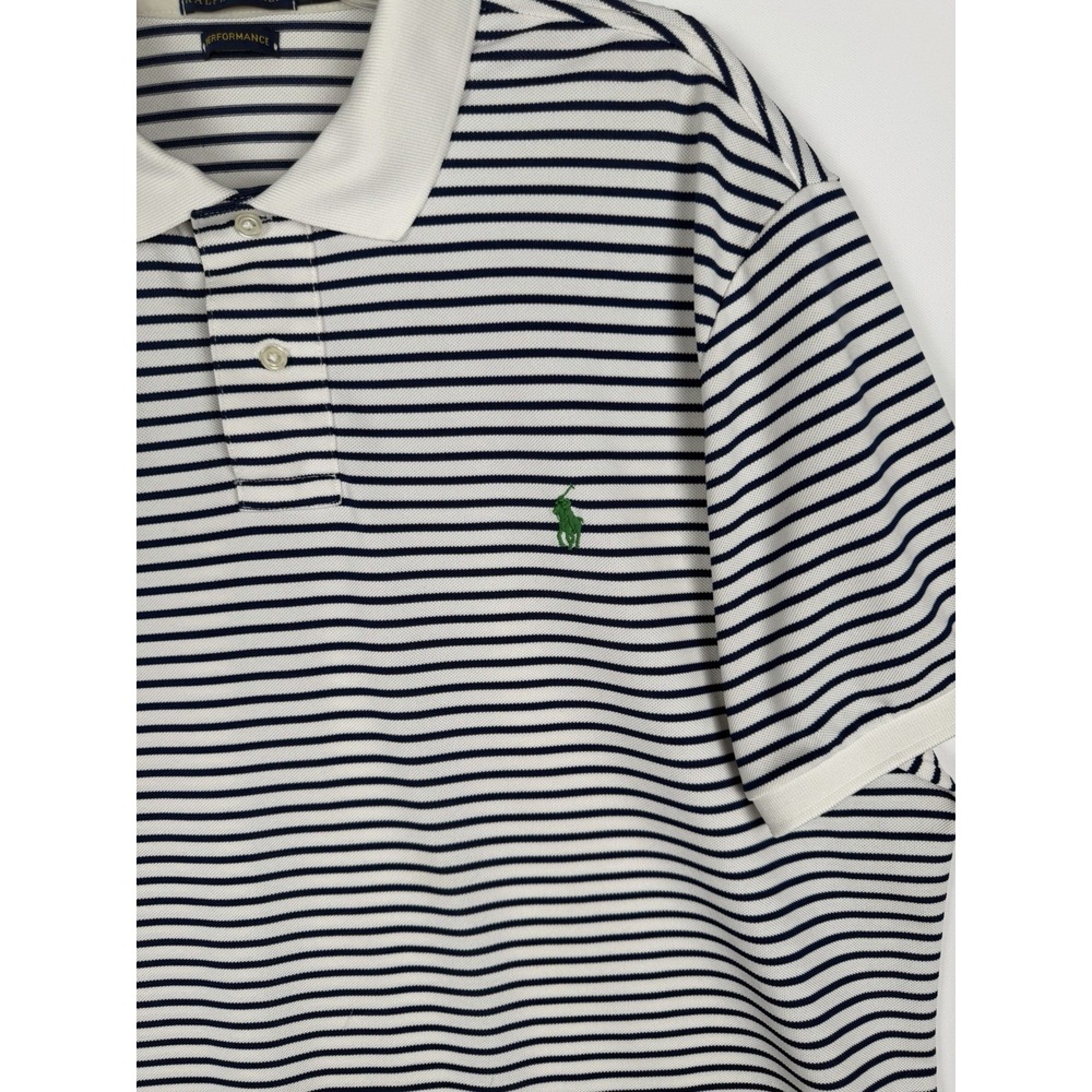 Ralph Lauren Men's Polo‎ Performance, Short Sleeve White/ Navy Stripes SizeXL - Picture 2 of 6